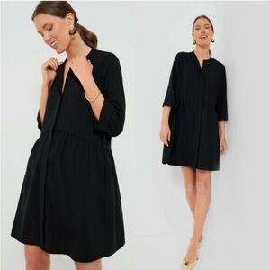 Tuckernuck Black Stretch Dress Crepe Royal Shirt Mini Dress Black Large